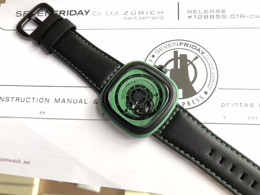 【Authentic Tmall】💰1640! Sevenfriday's latest P series automatic mechanical men's watch, model SF-P2. 44.3mmX49.7mm diameter, industrial style, super cool, three separated hands, with calendar! Each one is individually numbered! With NFC anti-counterfeiting technology!